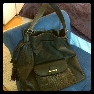 Issac Mizrahi leather black shoulder bag